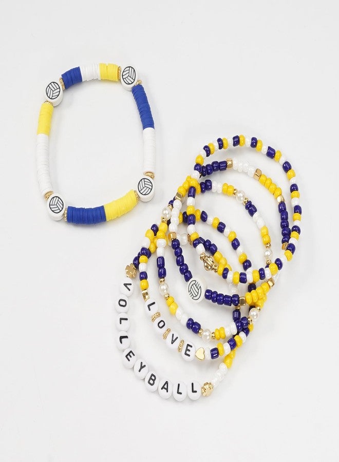 Briutn Volleyball Beaded Bracelet Set Heishi Stackable Bracelets Sports Theme Friendship Jewelry - Image 4